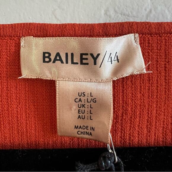 Bailey 44 Top Sleeveless Tulle L NWT Sleeves Ruffle Ribbed Stretch Knit Orange - Picture 5 of 8